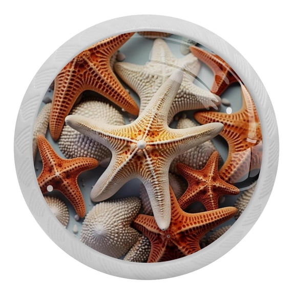 4 Packs Beach Sea Starfish Fluorescence Crystal Glass Cabinet Knobs Drawer Handles for Kitchen Cabinets Dresser Cupboard Wardrobe Pulls Handles