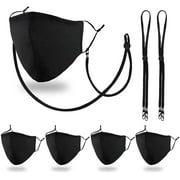 4 Packs Black Adult Athletic Sports Face Mask with Adjustable
