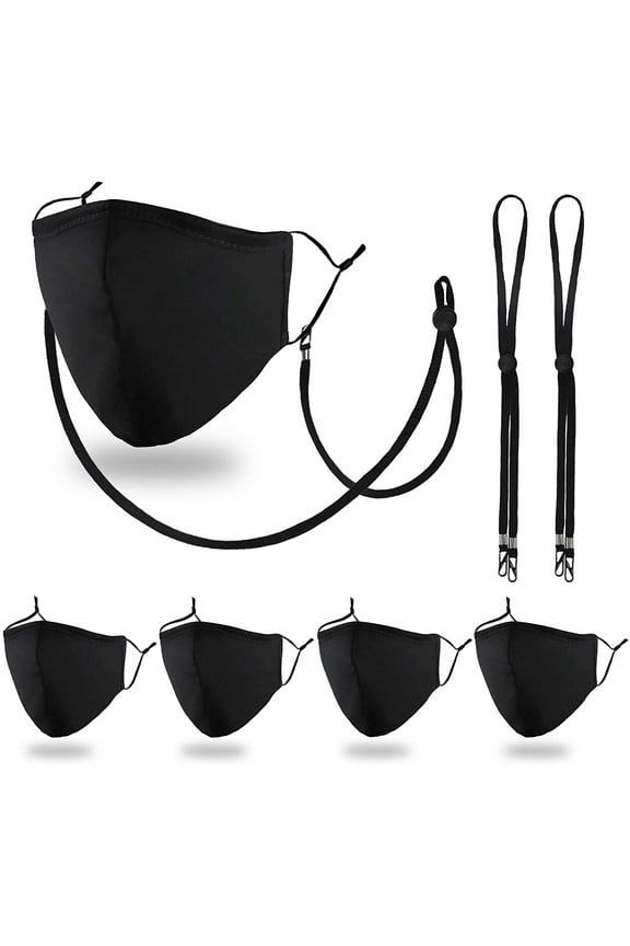 4 Packs Black Adult Athletic Sports Face Mask with Adjustable