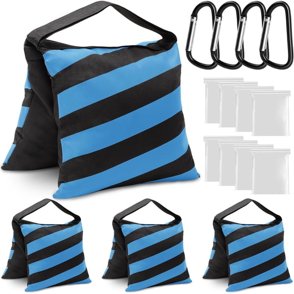 4 Packs Blue Sandbag Weight Bags for Light Stand Photography Video Equipments, Heavy Duty Saddlebags for Backdrop Stand, Photo Tripod, Canopy, Pop up Tent, Umbrella Base, Fishing Chair, Picnic Table