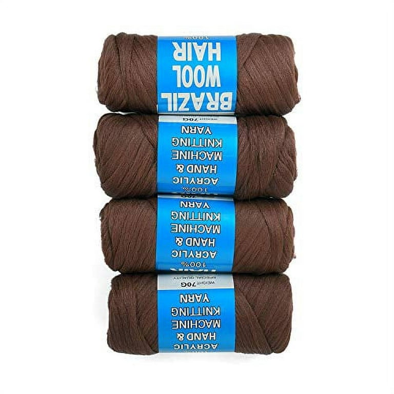 4 Packs Brazilian Wool Hair Yarn, Wool Yarn for Hair Jumbo