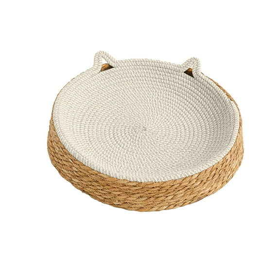 4 Packs Breathable Rattan Pet Bed Round Dog Mat Cozy Sleeping Cushion for Small Medium Dogs Cats Woven Wooden Pet Supply for Living Room Bedroom Home Decor 35x35cm