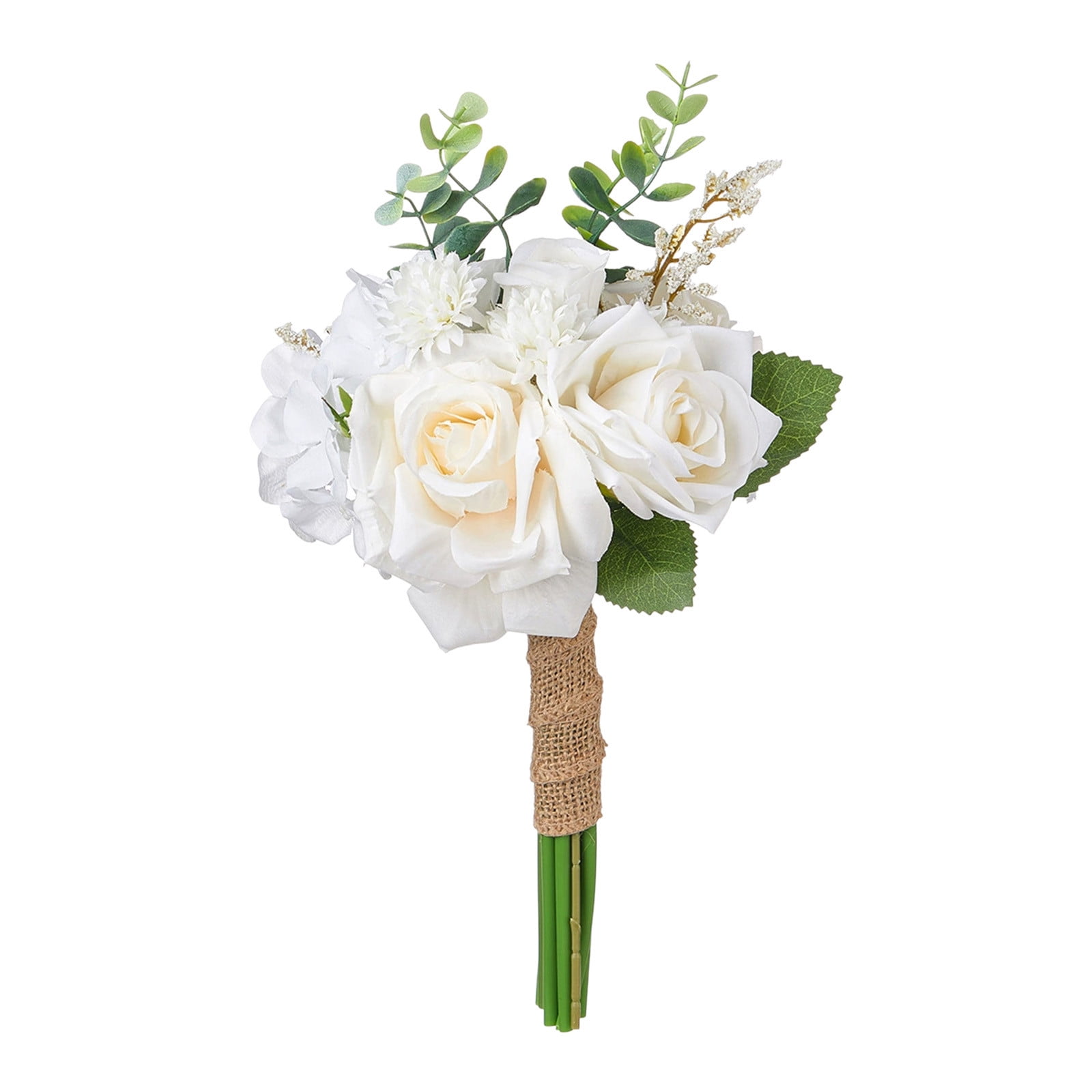 4 Packs Bride Bouquet Artificial Flowers for Wedding Bridesmaid Handheld Floral Arrangement Champagne Rose Fake Flowers for Bride Sister Group Matching Suit