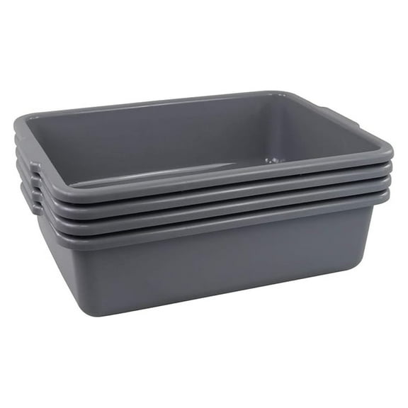4 Packs Bus Tubs, 22 L Plastic Bus Box, Grey Utility Dishpan