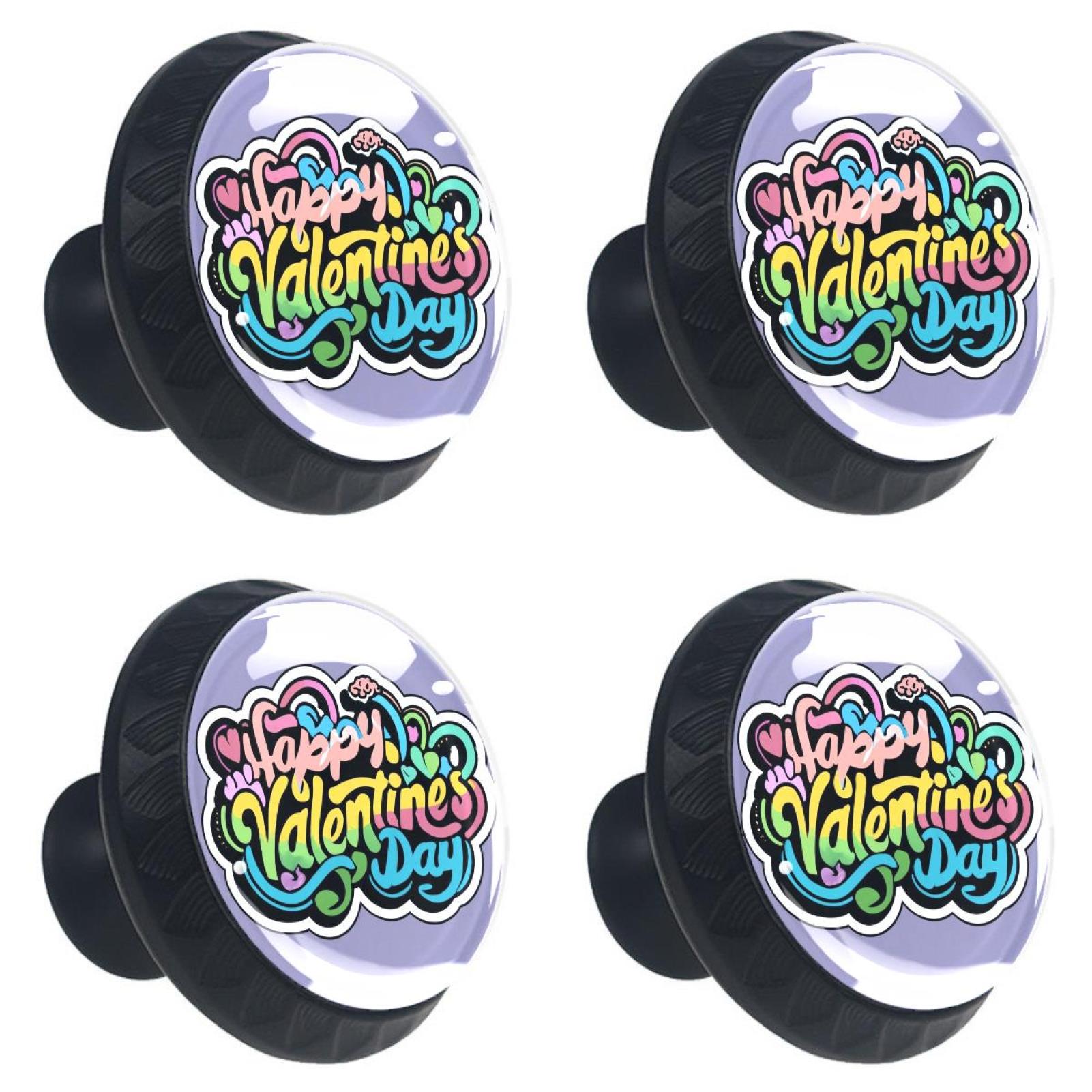 4 Packs Knobs, Crystal Black Drawer Knobs with Screws, Happy