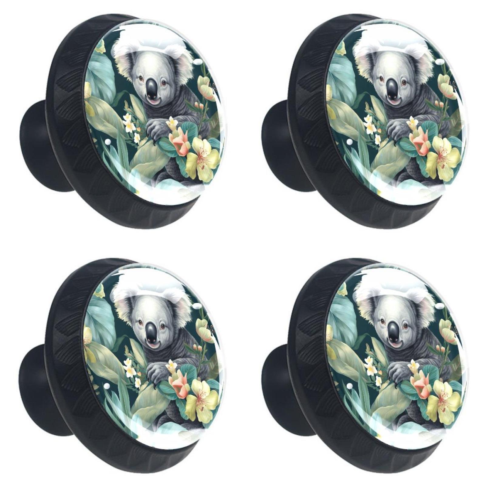 4 Packs Knobs, Crystal Black Drawer Knobs with Screws, Koala
