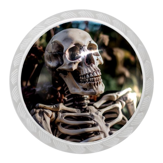 4 Packs Knobs, Halloween Skeleton Round Dresser Drawer Handle