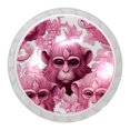 4 Packs Knobs, Pink Monkey Orangutan Round Dresser Drawer
