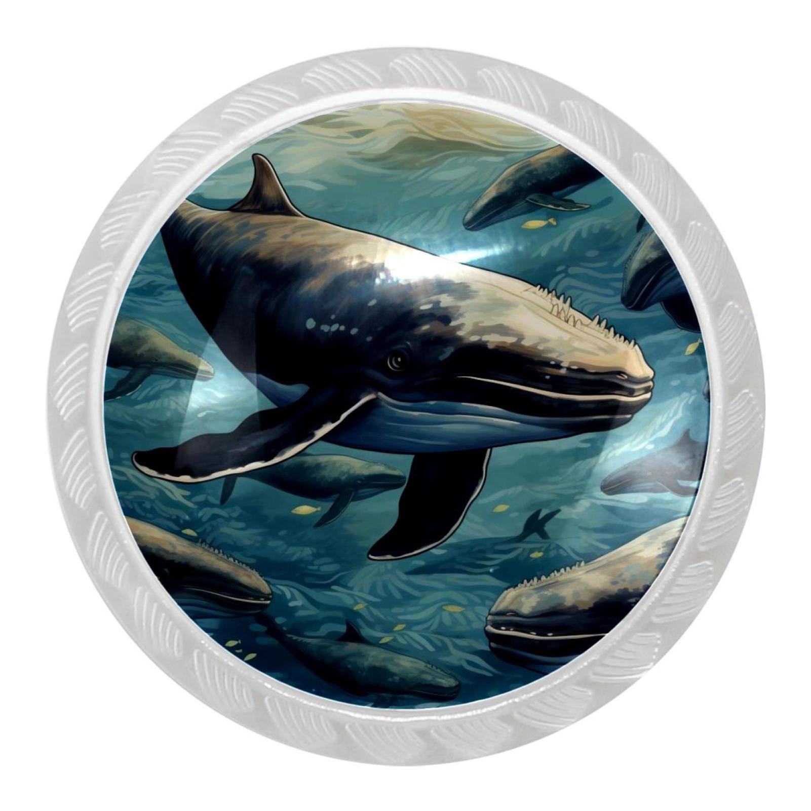 4 Packs Knobs, Whale Round Dresser Drawer Handle Pulls, Kitchen