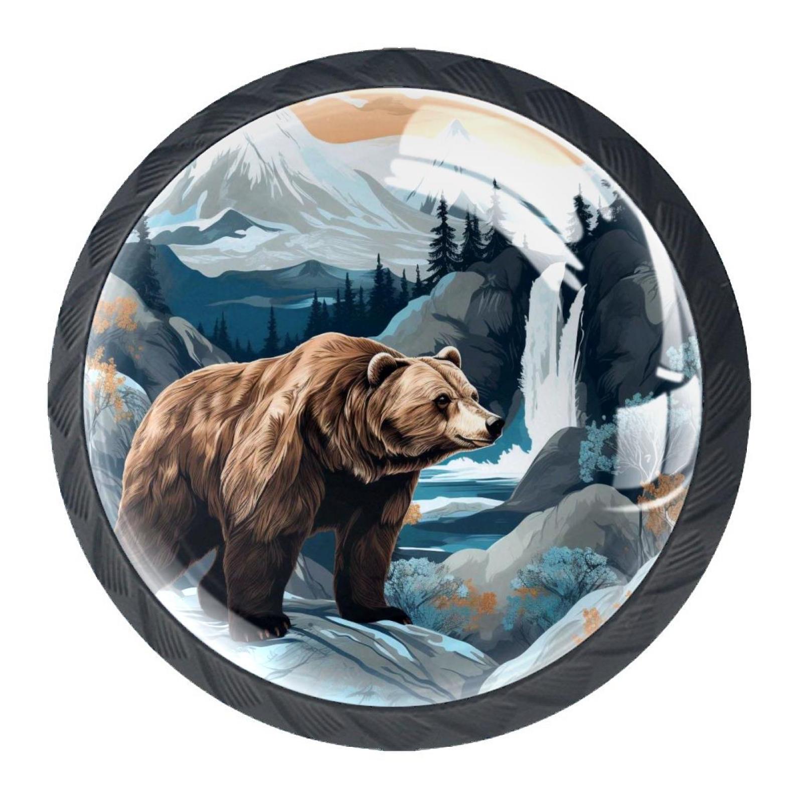 4 Packs Pulls Handles, Bear Dresser Drawers Knobs,