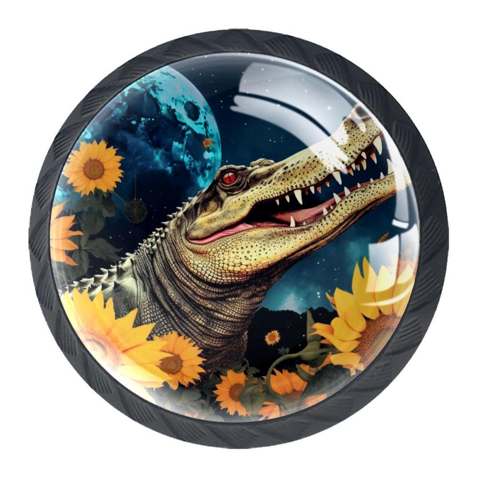 4 Packs Pulls Handles, Crocodile Star Sunflower Dresser Drawers