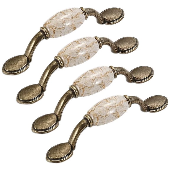 4 Packs Ceramic Handles Retro Cabinet Wardrobe Pull Cupboard Door Knobs Drawer Handle