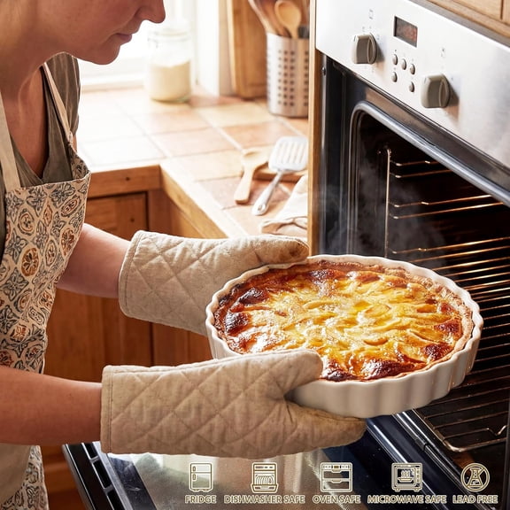4 Packs Ceramic Pie Pan Set 6/7/9/11 Deep Pie Plate Round Baking Dish Quiche Bakeware Tart Molds Oven Safe for Serving