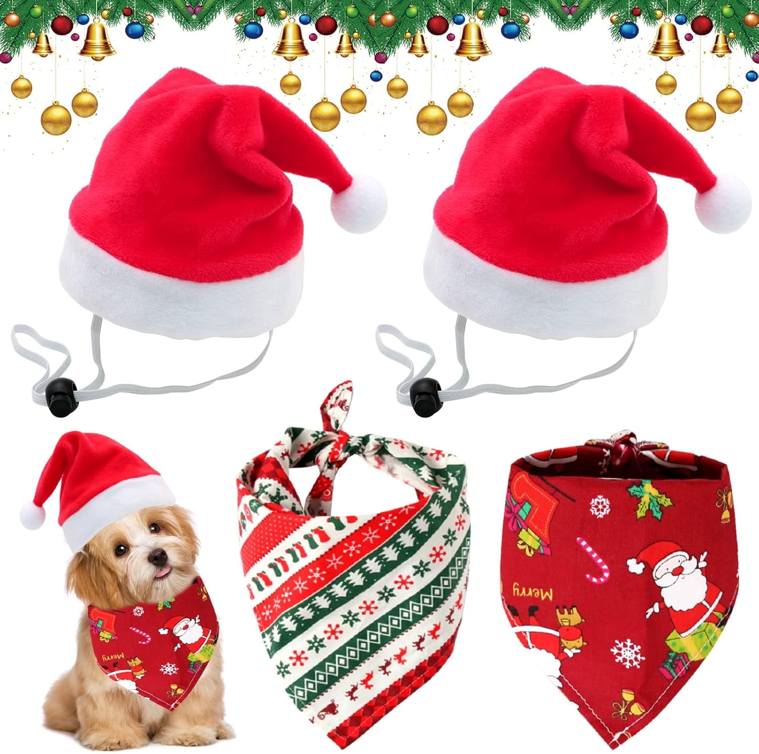 Packs Christmas Dog Bandanas, SPOKKI Pcs Christmas Pet Scarf