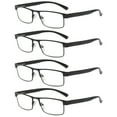 thumbnail image 1 of 4 Packs Classic Style Rectangular Metal Frame Reading Glasses Spring Hinge Readers for Men Women +3.00, 1 of 6