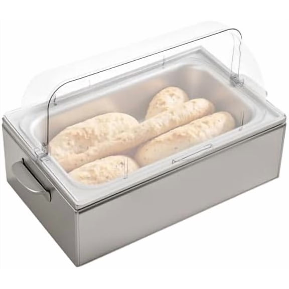 4 Packs Clear Chafing Dish Covers, Full Size Roll Top Chafing Lid Clear Food Cover Dome Plastic Chafing Dessert Cake Cover Transparent Food Display Cover for Cake Cupcake Exhibition, 21 x 13 x 7 Inch