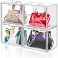 thumbnail image 1 of 4 Packs Clear Plastic Handbag Storage Organizer for Closet, Large Acrylic Display Box forPurse and Handbag, Stackable Storage Boxes Bag Organizer with Magnetic Door for Purse Clutch Wallet Book, 1 of 10