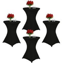 Efavormart Black Round Spandex Cocktail Table Cover With Natural Wavy ...