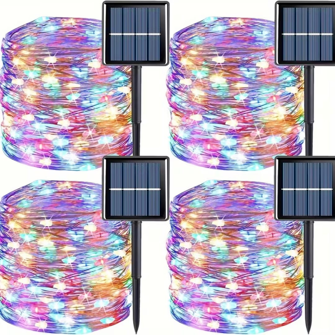 4 Packs Colorful Solar Fairy Lights, Each Pack Contains 110 Led Solar String Lights, Ip65 Waterproof Copper Wire, 8 Modes Of Solar Fairy Lights, For Garden, Courtyard, Tree, Wedding, Christmas