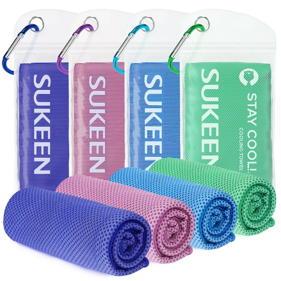 4 Packs Cooling Towel (40"x12"), Ice Towel, Soft Breathable Chilly Towel, Cooling Towels for Neck, Microfiber Towel for Yoga, Sport, Running, Gym, Workout, Camping