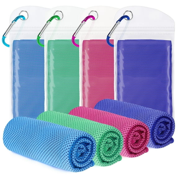 4 Packs Cooling Towel (40"x12"), Ice Towel, Soft Breathable Chilly Towel, Cooling Towels for Neck, Microfiber Towel for Yoga, Sport, Running, Gym, Workout, Camping