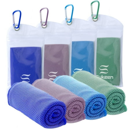 4 Packs Cooling Towel (40"x12") by Sukeen, Ice Towel, Soft Breathable Chilly Towel, Cooling Towels for Neck,Microfiber Towel for Yoga, Sport, Running, Gym, Workout, Camping