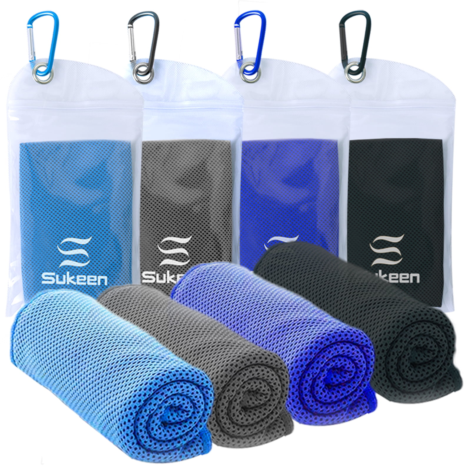 "Sukeen 4 Packs Cooling Towel (40""x12""), Soft Breathable Towel for