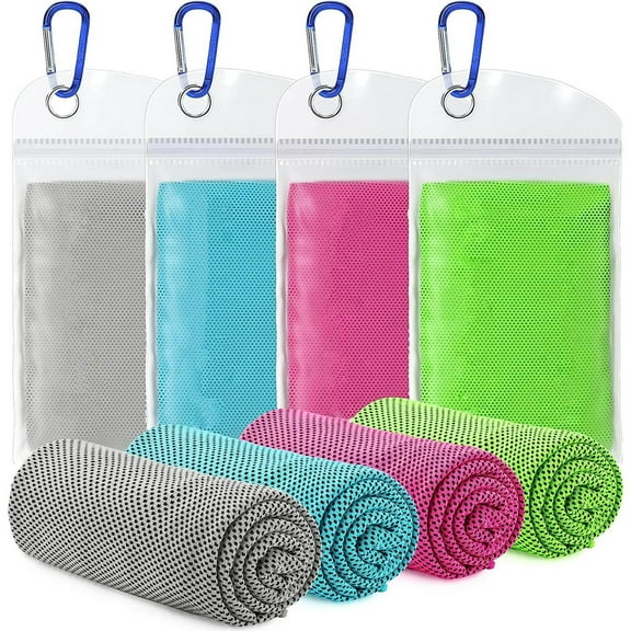 4 Packs Cooling Towel, Microfiber Face Cloths for Yoga, Workout, Fitness, Sports, Running, 40 x12 inch