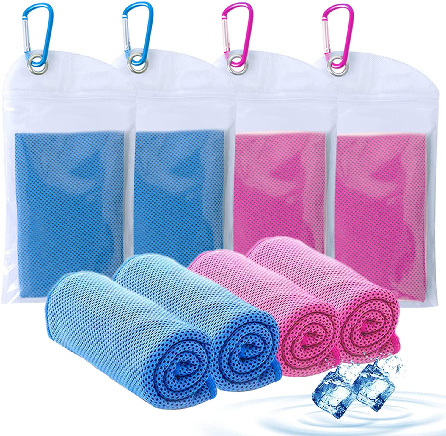 4 Packs Cooling Towels, Sweat Towel for Hot Weather Cold Breathable ...