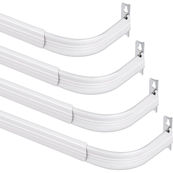 4 Packs Curtain Single Rods Bulk for Windows Adjustable Tension Rod for Door Kitchen Valance Sash Curtains, Bracket and Hardware Included(25-42 Inch,White)