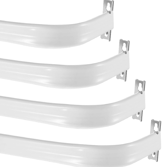 4 Packs Curtain Single Rods Bulk for Windows Adjustable Tension Rod for Door Kitchen Valance Sash Curtains, Bracket and Hardware Included(36-60 Inch,White)