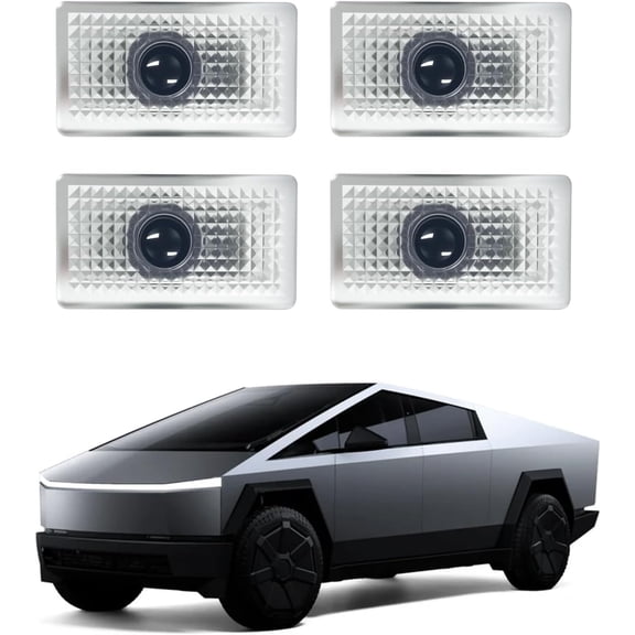 4 Packs Custom Logo Puddle Lights for Cyber Truc Upgraded Bright Welcome Projection Lights, Plug-and-Play Design, for Nighttime Style and Cyber Truc Accessoires