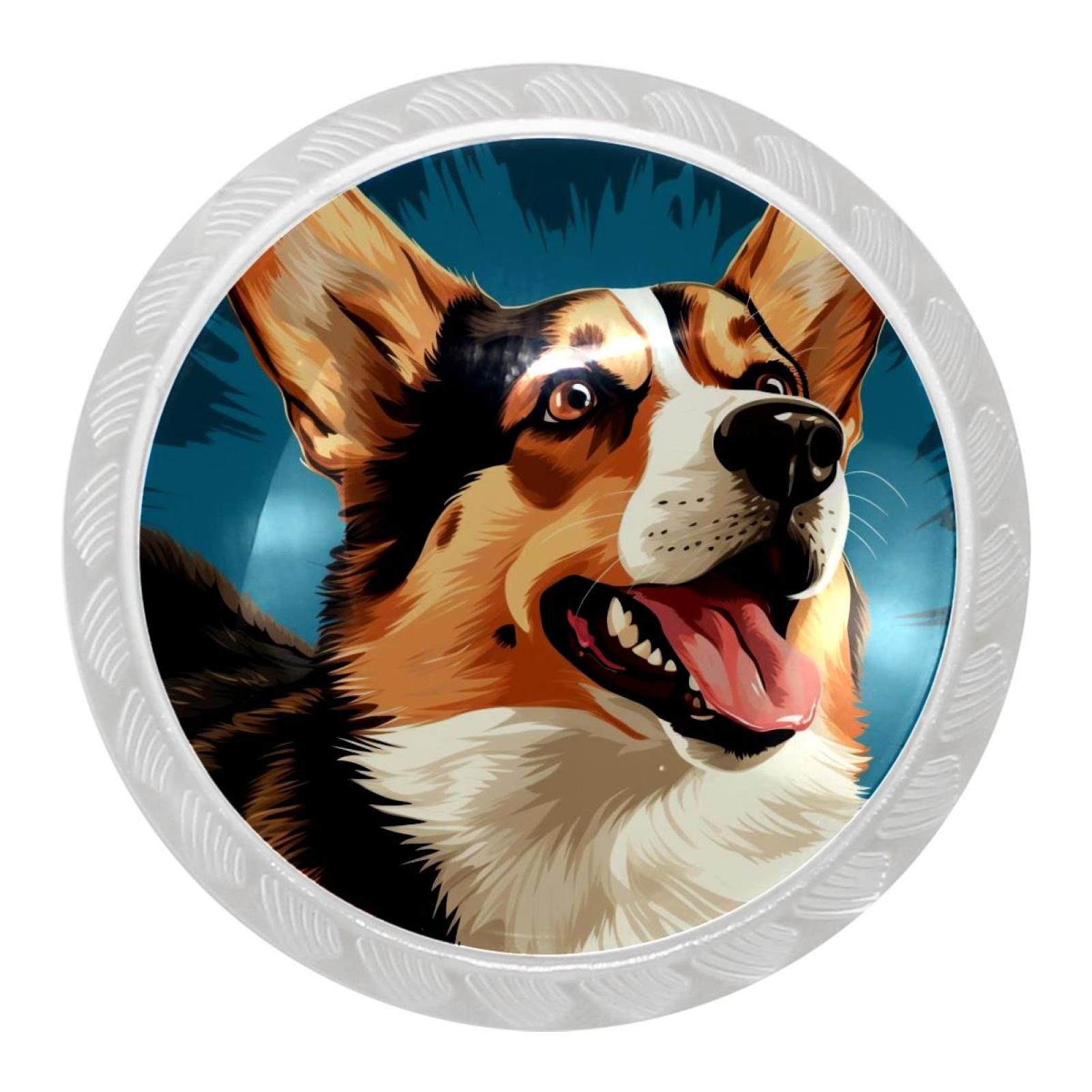 4 Packs Cute Dog Knobs, 1.37" Modern Kitchen