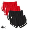 thumbnail image 1 of 4 Packs Dance Shorts Sports Short Waistband Women Summer Sports Shorts Yoga Shorts for Women Lightweight Dolphin White Trim Wide Leg Shorts, 2 Red+2 Black (Small), 1 of 9