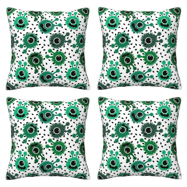 4 Packs Decorative Throw Pillow Covers, Cute cartoon eyes green Pillow