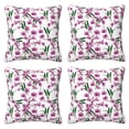 4 Packs Decorative Throw Pillow Covers, Green Leaves Orchids Flowers