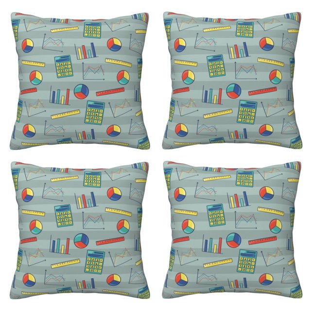 4 Packs Decorative Throw Pillow Covers, Math Print ruler calculator