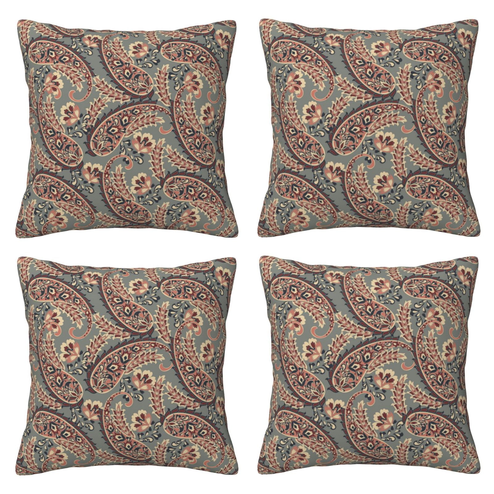 4 Packs Decorative Throw Pillow Covers, Paisley Pattern No.90127 Pillow