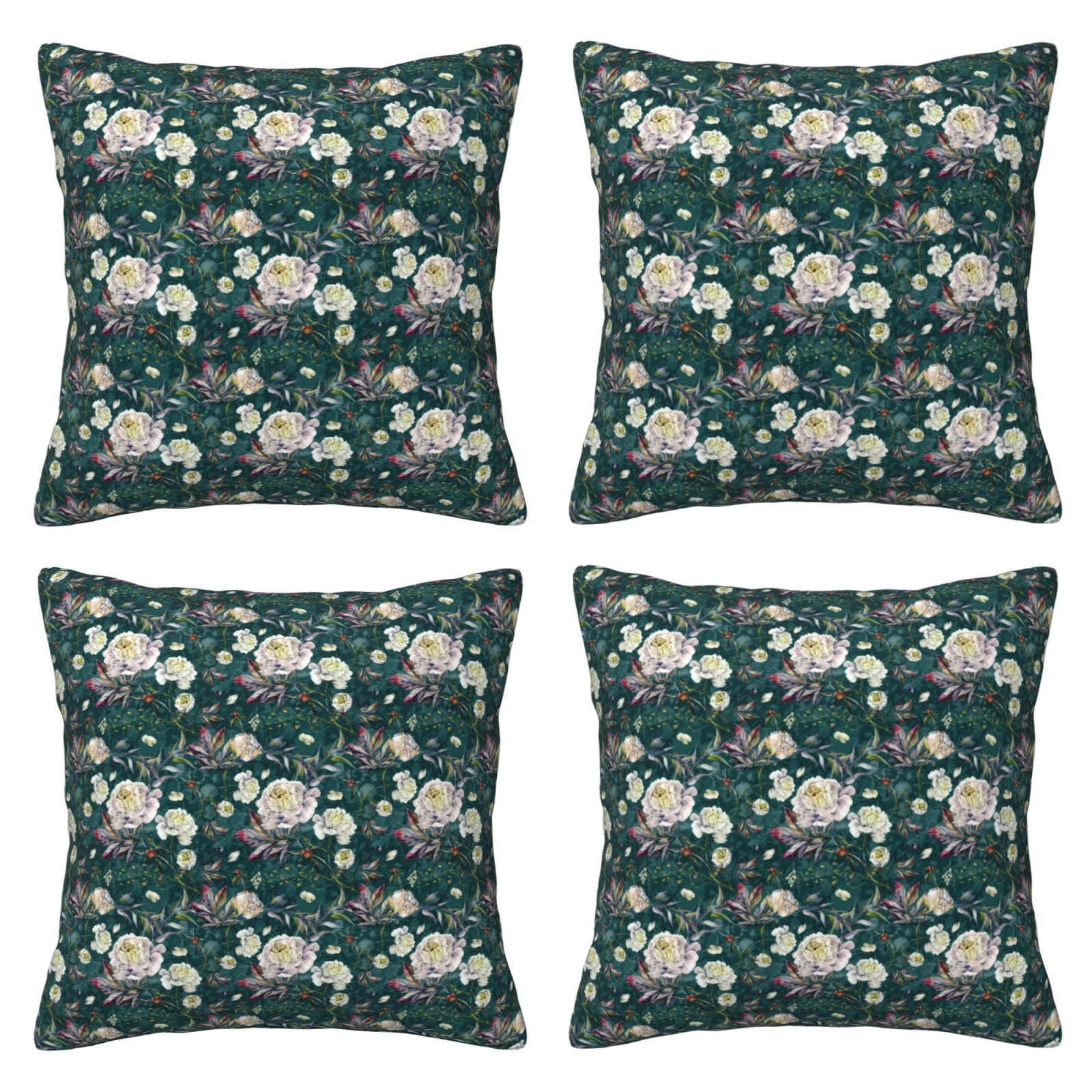 4 Packs Decorative Throw Pillow Covers, Peony flower Pillow Covers