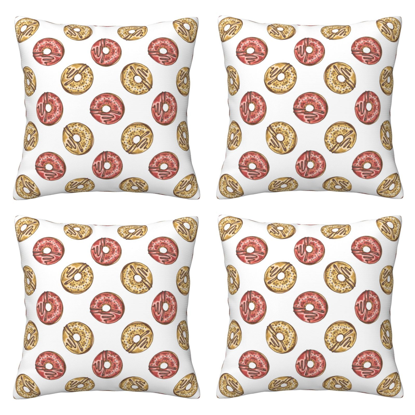 4 Packs Decorative Throw Pillow Covers, Simple Donut Print Pillow