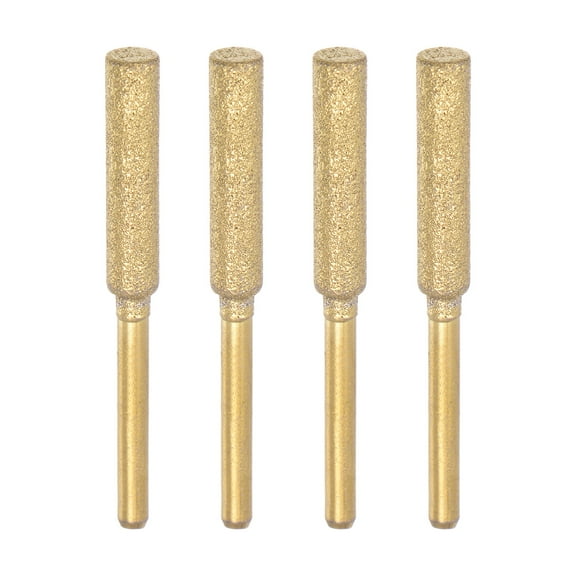 4 Packs Diamond Chainsaw Sharpener Bits 3/16" 4.8mm Cylinder Head, Titanium Plated Electric Chain Saw Grinder