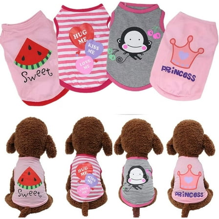 4 Packs Dog Shirt for Small Dogs, Riklu Dog Pink Vest Clothes for Girl XS