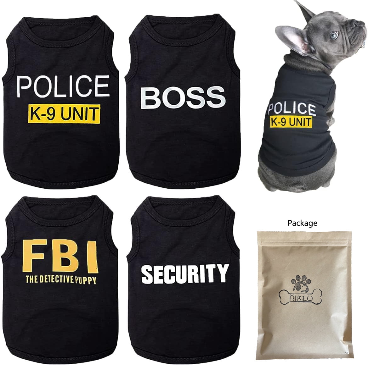 4 Packs Dog Shirts for Small Dog, Riklu Pet T-Shirts Clothes Vest for Puppy Boy Girl
