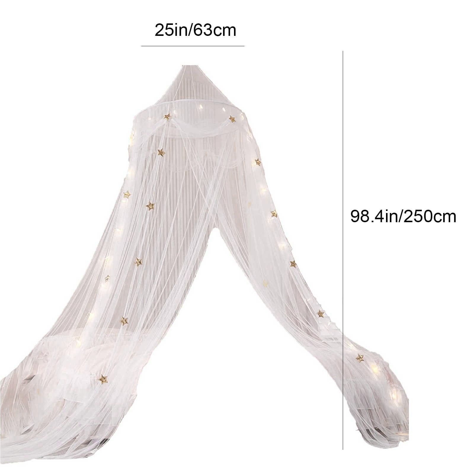 4 Packs Elegant Princess Bed Canopy with Lace Dome - White Mosquito Net for Girls Boys Adults Indoor Outdoor Decor
