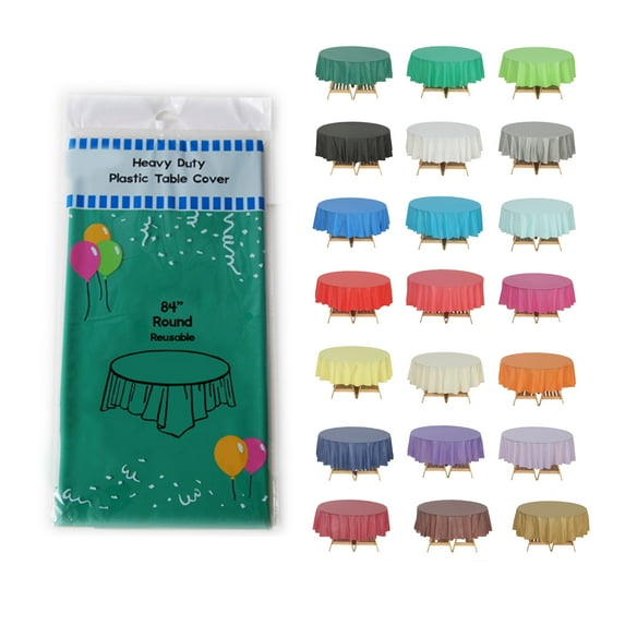 (4 Packs) Emerald Green Premium Round Heavy-Duty Plastic Table Covers ( Reusable)