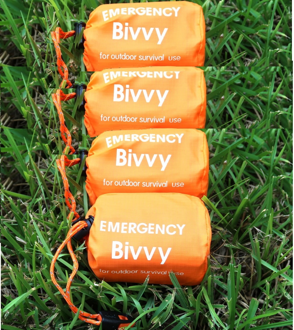 4 Packs Emergency Thermal Sleeping Bag, Survival Bivvy Sacks Blanket With Whistle, Waterproof Lightweight Survival Shelter Blanket Bag Gear For Outdoor Hiking Camping Adventure..