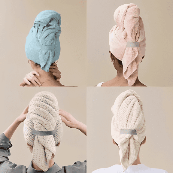 4 Packs Extra Large Microfiber Hair Towel Wrap for Women Super Absorbent & Quick Dry with Button for Curly Long & Short Hair Anti-Frizz