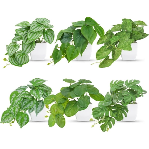 4 Packs Fake Plants Mini Artificial Greenery Potted Plants for Home Decor Indoor Office Table Room Farmhouse