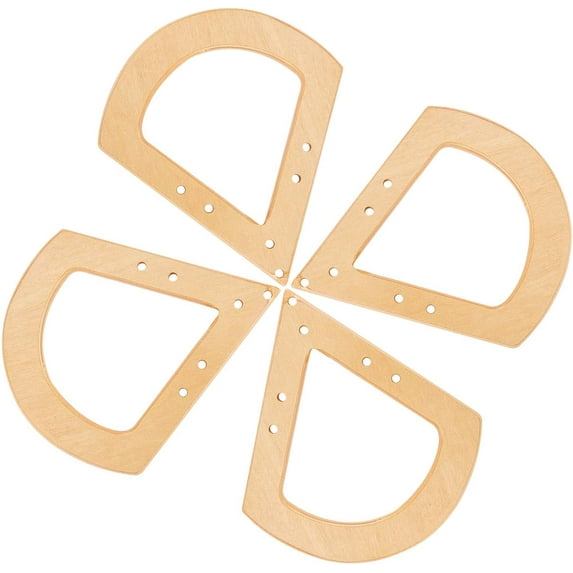 4 Packs Fan-Shaped Bag Handle Wooden Bags Handle Decorative Handles Replacement for Handmade Beach Bag Handbags Straw Bag