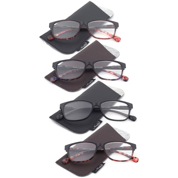 4 Packs Fashion Vintage Multi Colors Spring Temple Classic Reading glasses for Women, Reading Glasses + 2.00